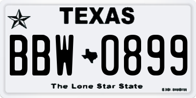 TX license plate BBW0899