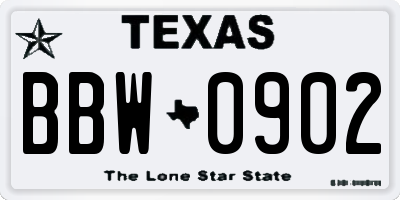 TX license plate BBW0902