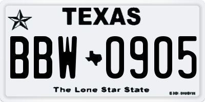 TX license plate BBW0905