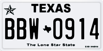 TX license plate BBW0914