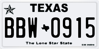 TX license plate BBW0915