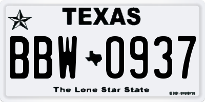TX license plate BBW0937