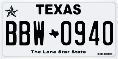 TX license plate BBW0940