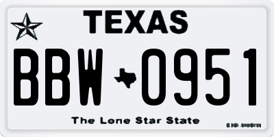 TX license plate BBW0951