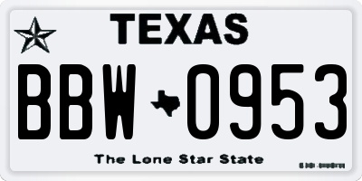 TX license plate BBW0953