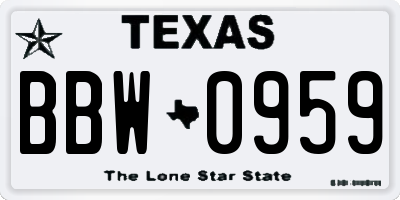 TX license plate BBW0959