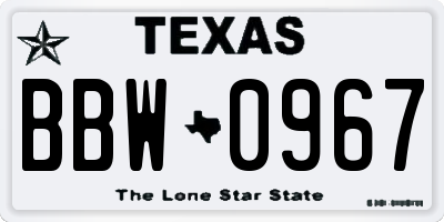 TX license plate BBW0967