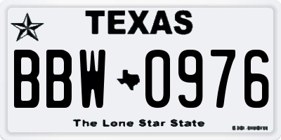 TX license plate BBW0976