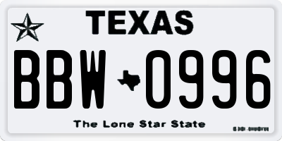 TX license plate BBW0996