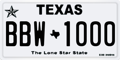 TX license plate BBW1000