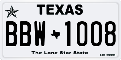 TX license plate BBW1008