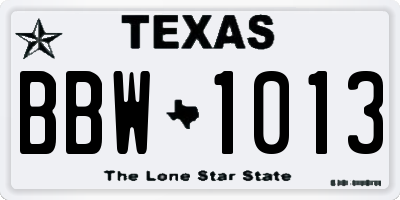 TX license plate BBW1013