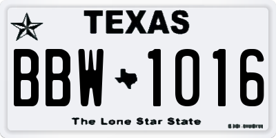 TX license plate BBW1016