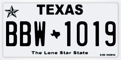 TX license plate BBW1019