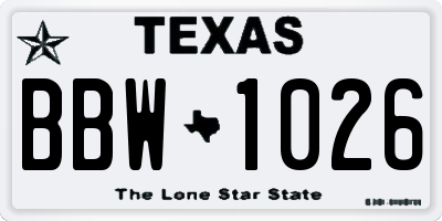 TX license plate BBW1026