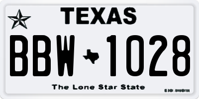 TX license plate BBW1028