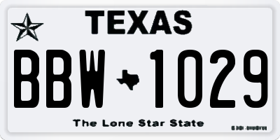 TX license plate BBW1029