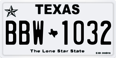 TX license plate BBW1032