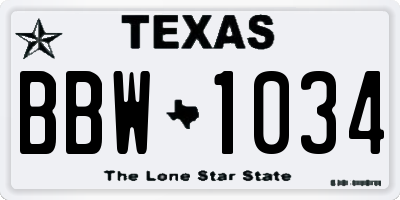 TX license plate BBW1034