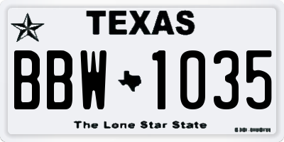 TX license plate BBW1035