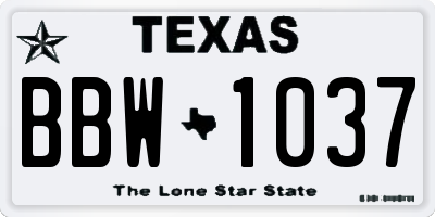 TX license plate BBW1037
