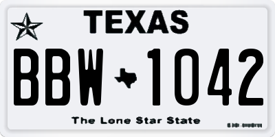 TX license plate BBW1042