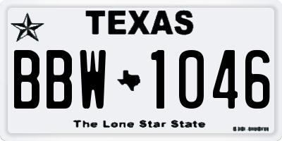 TX license plate BBW1046