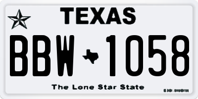TX license plate BBW1058
