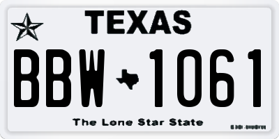 TX license plate BBW1061