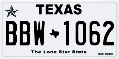 TX license plate BBW1062