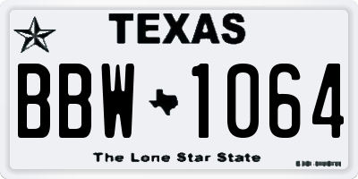 TX license plate BBW1064