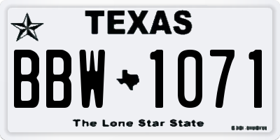 TX license plate BBW1071