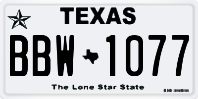 TX license plate BBW1077