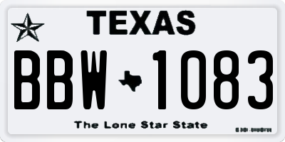 TX license plate BBW1083
