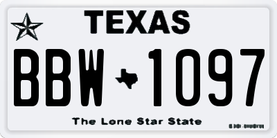 TX license plate BBW1097