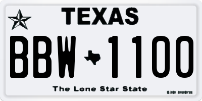 TX license plate BBW1100