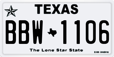 TX license plate BBW1106
