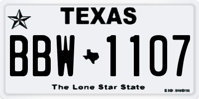 TX license plate BBW1107