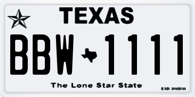 TX license plate BBW1111