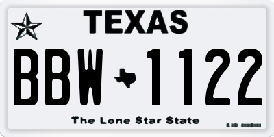 TX license plate BBW1122