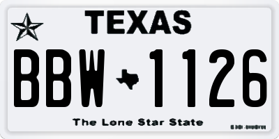 TX license plate BBW1126