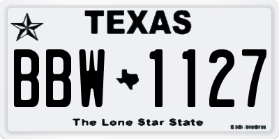 TX license plate BBW1127