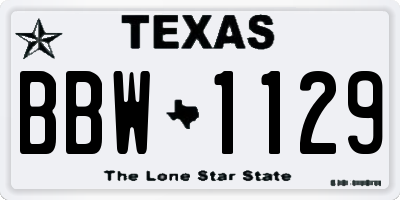 TX license plate BBW1129