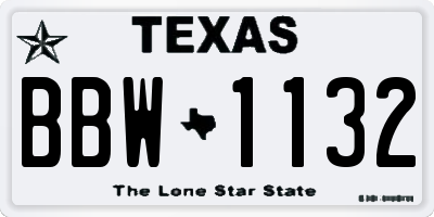 TX license plate BBW1132