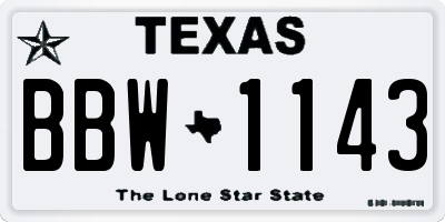 TX license plate BBW1143