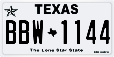 TX license plate BBW1144