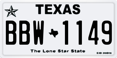 TX license plate BBW1149