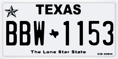 TX license plate BBW1153