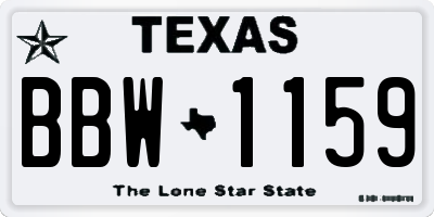 TX license plate BBW1159