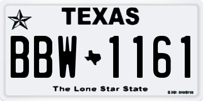 TX license plate BBW1161
